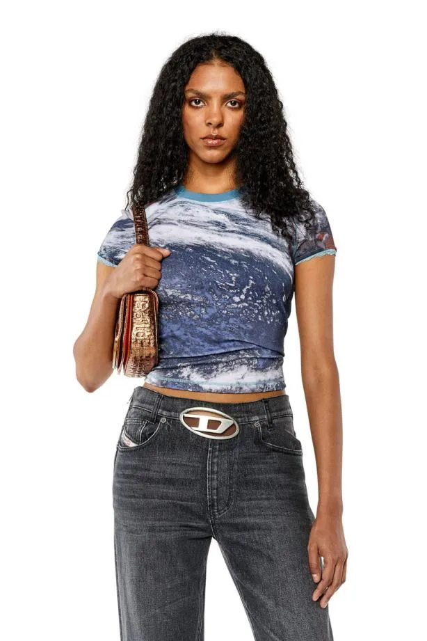 Diesel Tskinzylace Blue Women TShirts and Tops