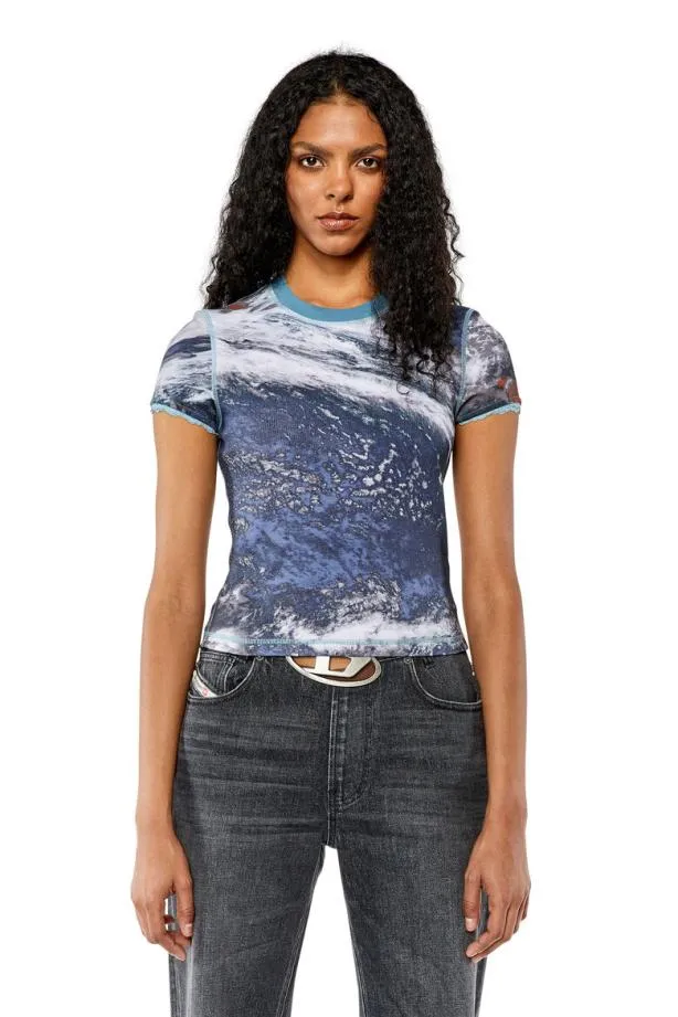 Diesel Tskinzylace Blue Women TShirts and Tops