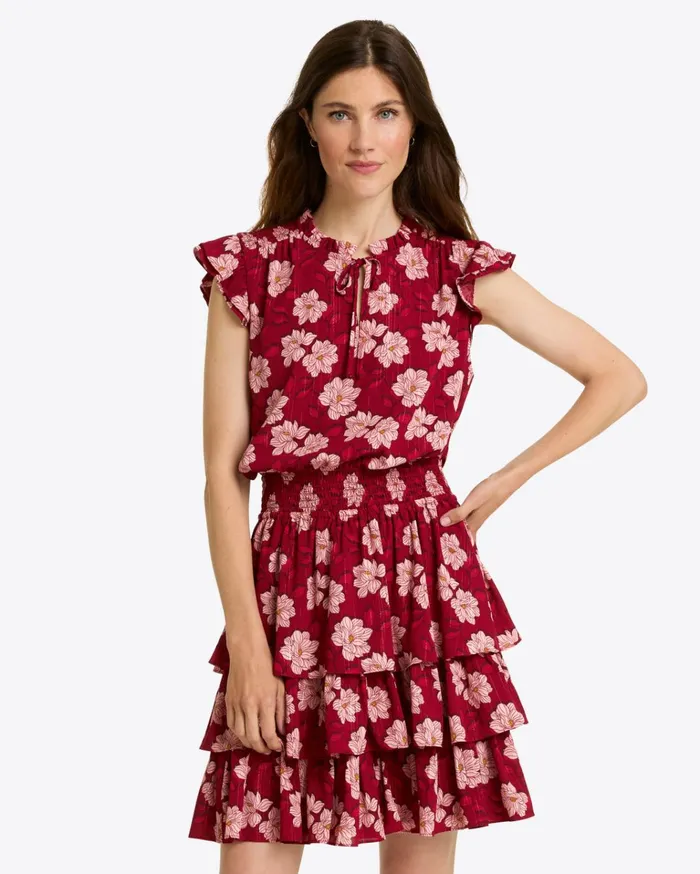 Draper James Alana Tiered Dress In Lurex Crepe Women Dresses