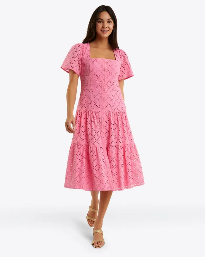 Draper James Caitlyn Midi Dress In Eyelet Women Dresses