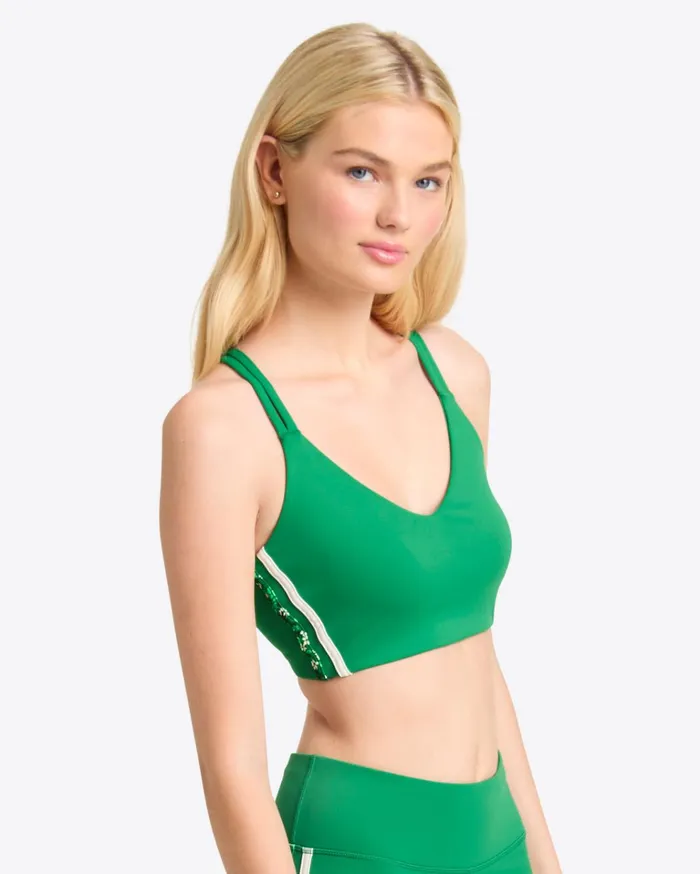 Draper James Crossback Sports Bra In Green Women Tops