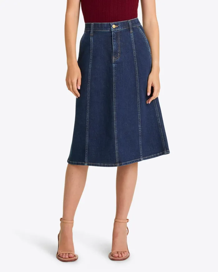 Draper James Denim Seamed Skirt Women Bottoms and Skirts