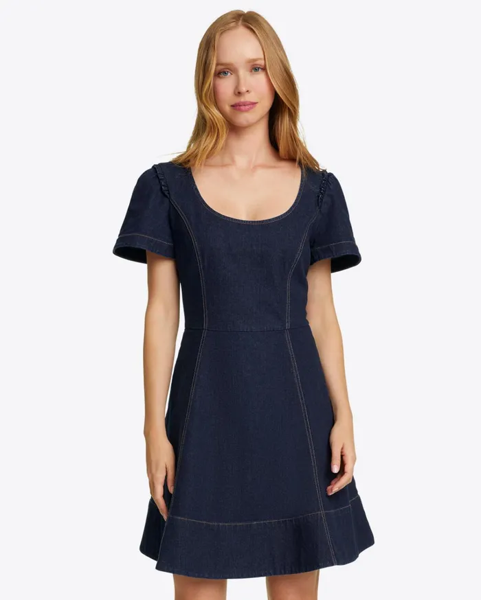 Draper James Faith Love Circle Mini Dress In Dark Wash Women Dresses