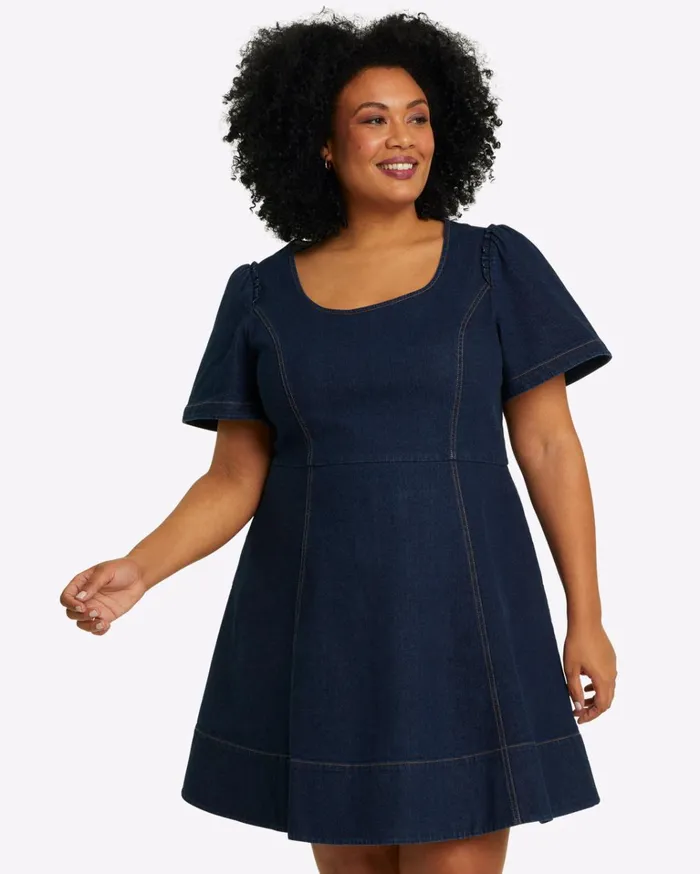 Draper James Faith Love Circle Mini Dress In Dark Wash Women Dresses