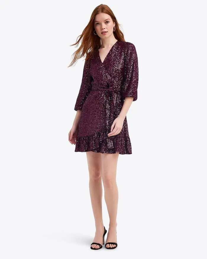 Draper James Jordan LongSleeve Wrap Dress In Sequins Women Dresses