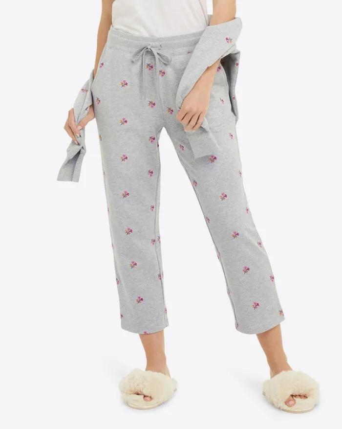 Draper James Natalie Sweatpants In Embroidered Viola Women Lounge and Pajamas