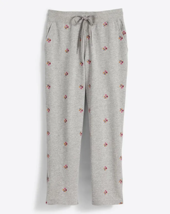 Draper James Natalie Sweatpants In Embroidered Viola Women Lounge and Pajamas