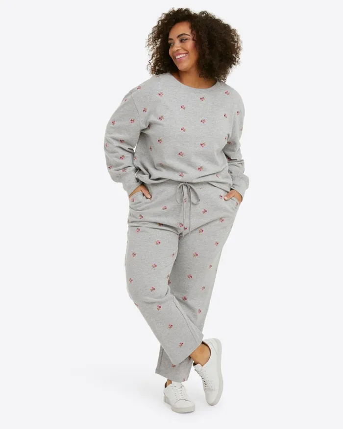 Draper James Natalie Sweatpants In Embroidered Viola Women Lounge and Pajamas
