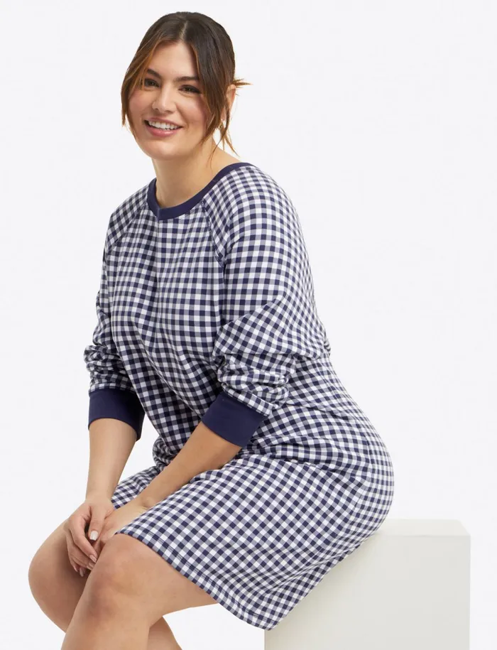 Draper James Natalie Sweatshirt Dress In Gingham Women Lounge and Pajamas