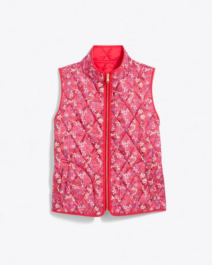 Draper James Reversible Quilted Puffer Vest Women Jackets and Outerwear