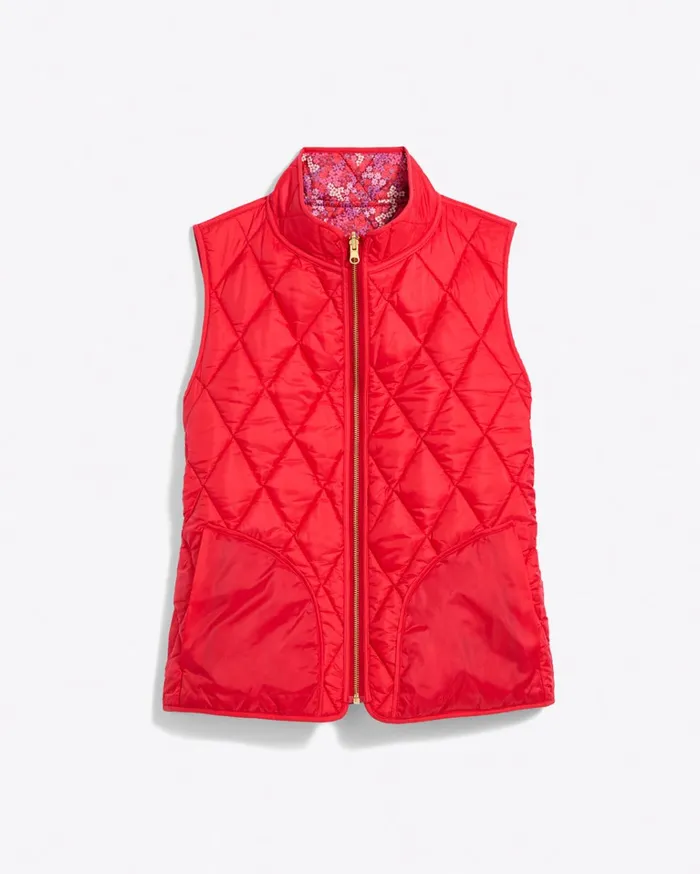 Draper James Reversible Quilted Puffer Vest Women Jackets and Outerwear
