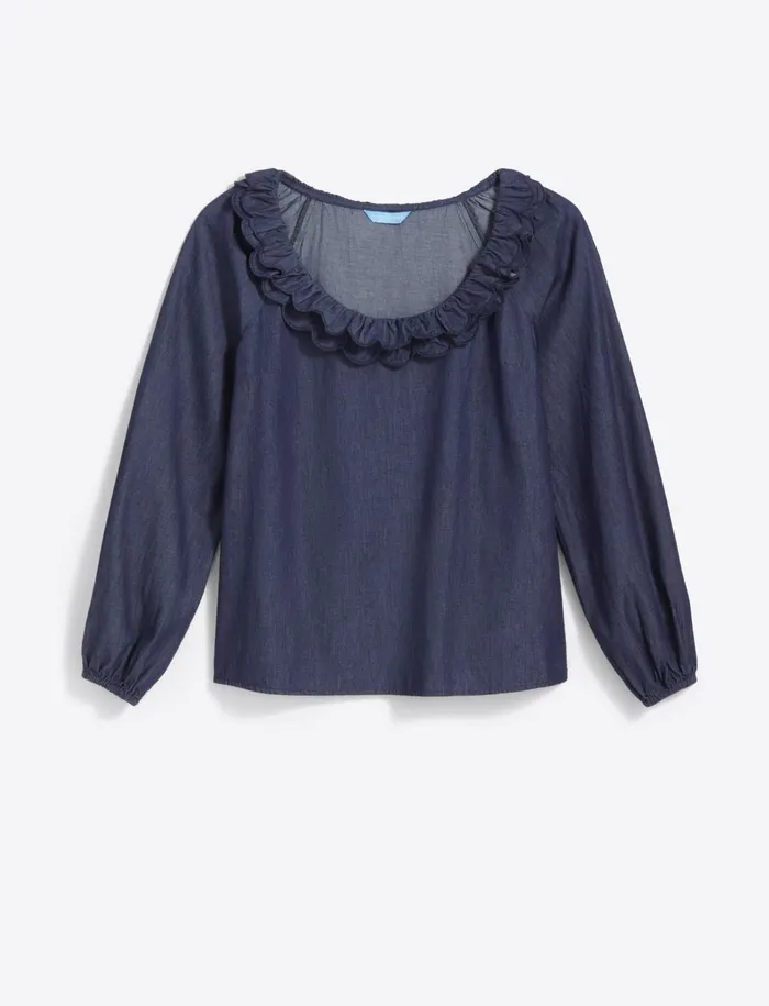 Draper James Reyna LongSleeve Top In Chambray Women Tops