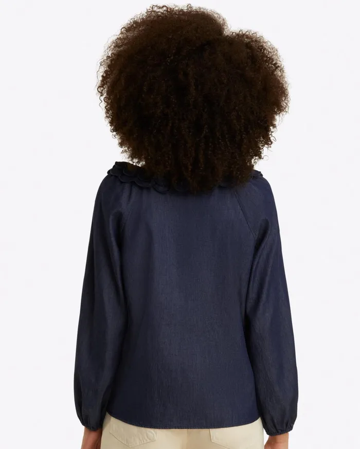 Draper James Reyna LongSleeve Top In Chambray Women Tops