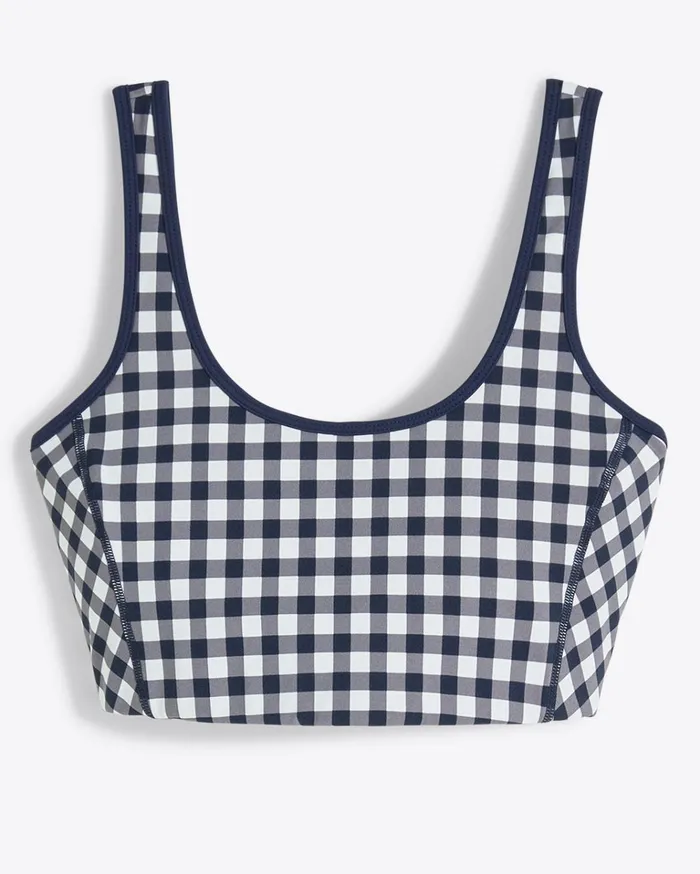 Draper James Sports Bra In Navy Gingham Women Tops