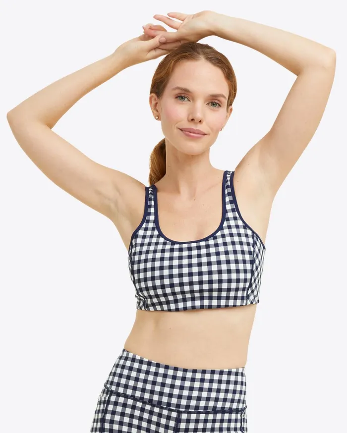 Draper James Sports Bra In Navy Gingham Women Tops