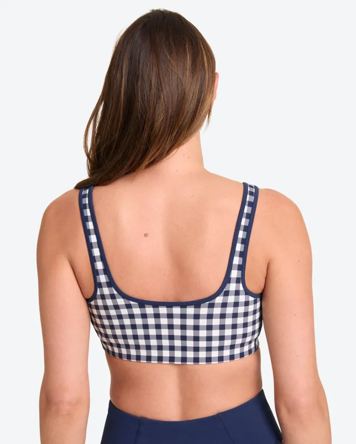 Draper James Sports Bra In Navy Gingham Women Tops