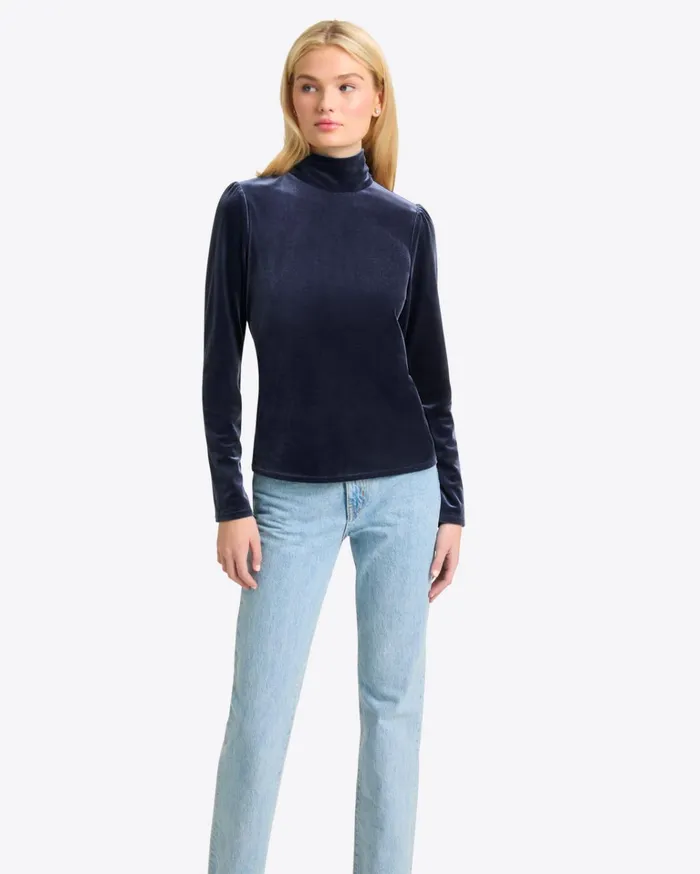 Draper James Turtleneck Top In Velvet Women Tops