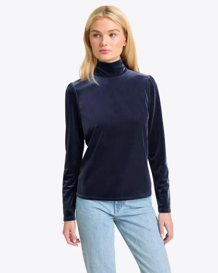 Draper James Turtleneck Top In Velvet Women Tops