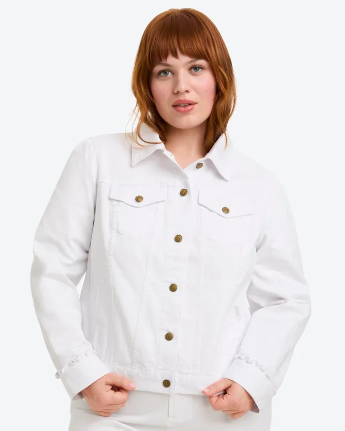 Draper James White Denim Jacket Women Jackets and Outerwear