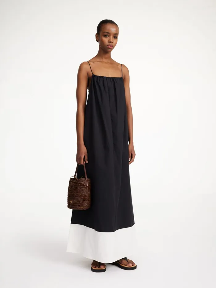 Dresses Women By Malene Birger Lanney Organic Cotton Maxi Dress Block Stripe Black White