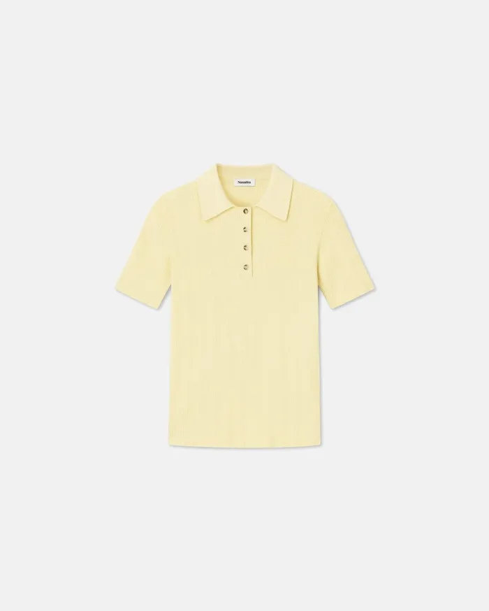 Elani Sale TerryKnit Polo Pale Yellow Women Nanushka Shirts and Blouses