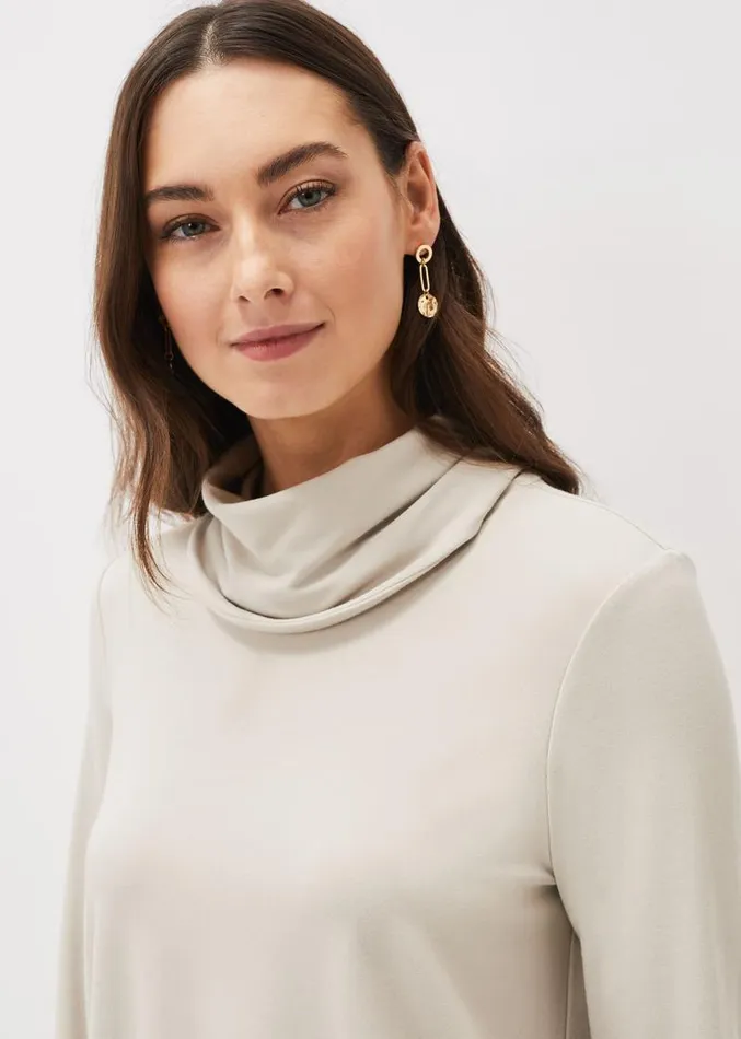 Elia Cowl Neck Blouson Top Stone Women Phase Eight Tops and TShirts