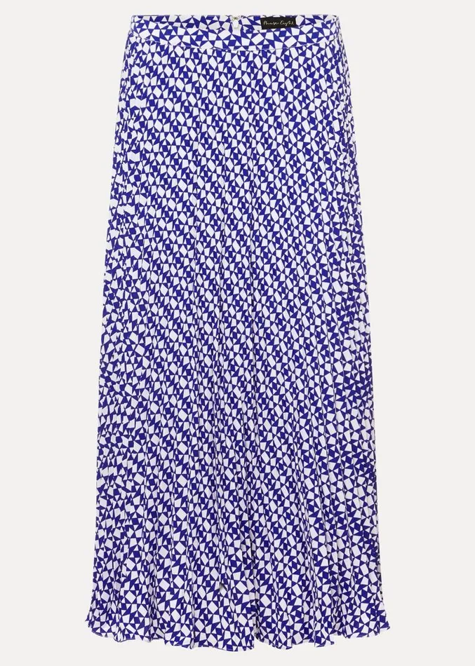 Elmina Geo Pleated Midi Skirt Blueivory Women Phase Eight Skirts