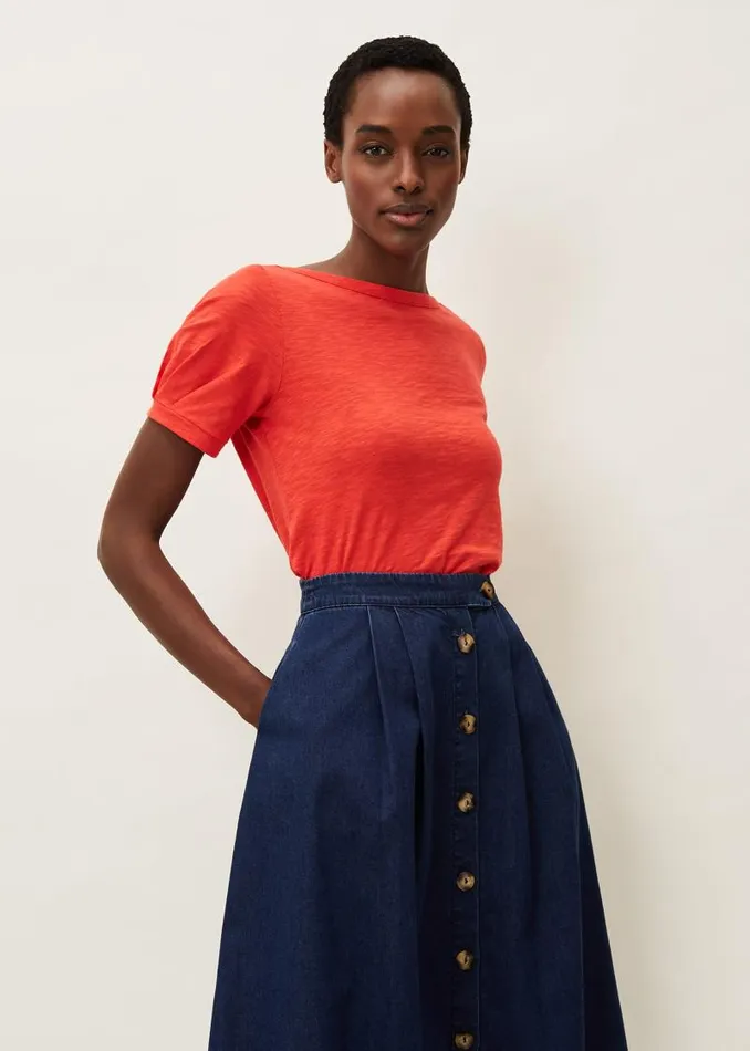 Elspeth Pleat Sleeve Top Red Women Phase Eight Tops and TShirts