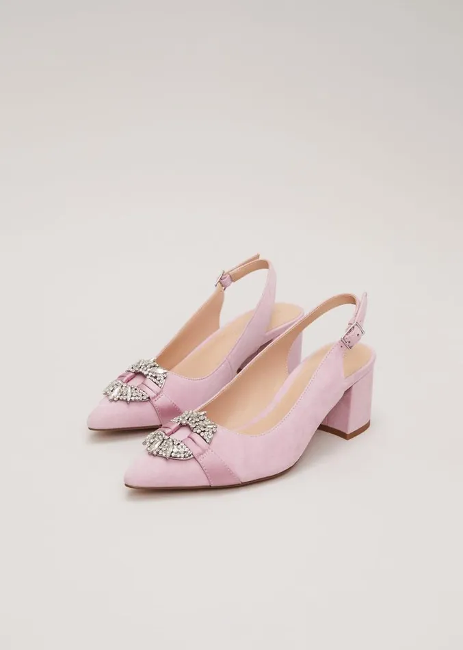 Embellished Block Heel Shoes Pink Women Phase Eight Occasion Shoes