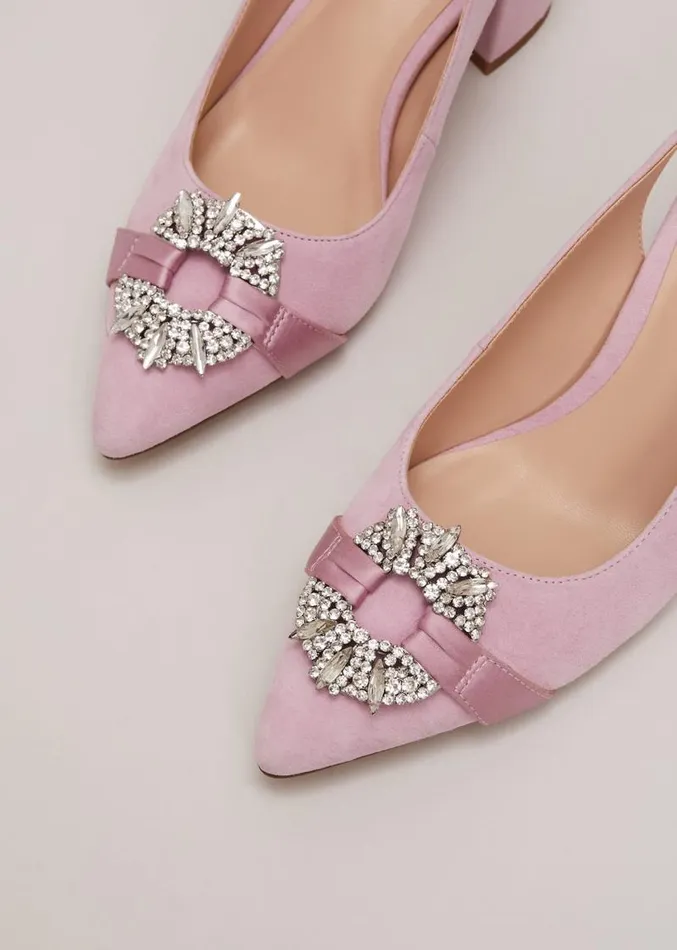 Embellished Block Heel Shoes Pink Women Phase Eight Occasion Shoes