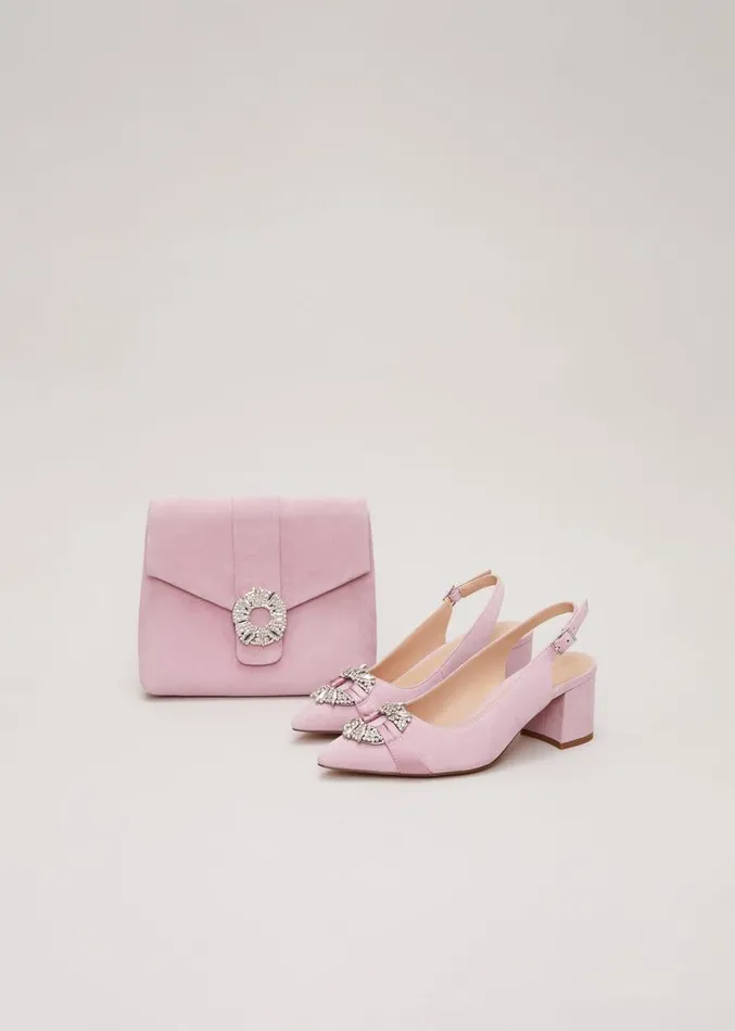 Embellished Block Heel Shoes Pink Women Phase Eight Occasion Shoes