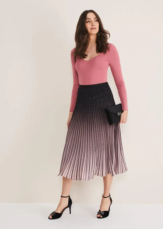 Estella Ombre Midi Skirt Blackcappucino Women Phase Eight Skirts