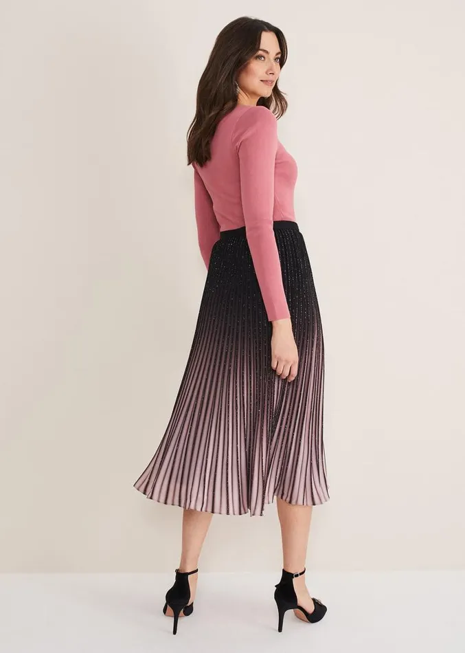 Estella Ombre Midi Skirt Blackcappucino Women Phase Eight Skirts