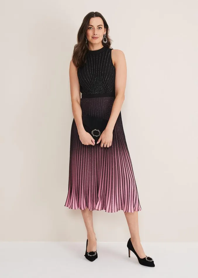 Estella Ombre Midi Skirt Blackcappucino Women Phase Eight Skirts