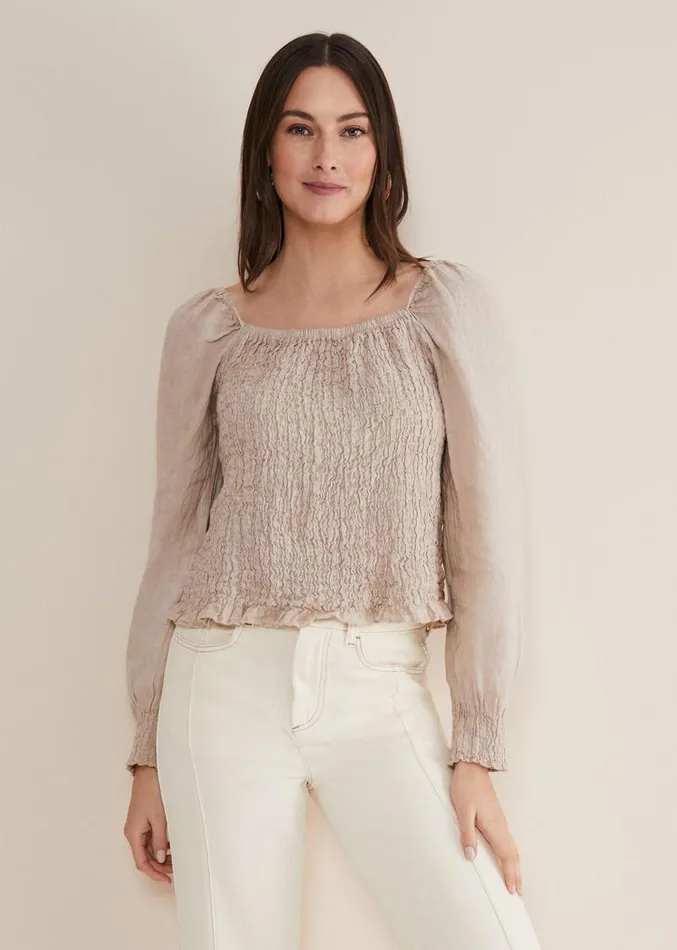 Esty Linen Blouse Stone Women Phase Eight Shirts and Blouses