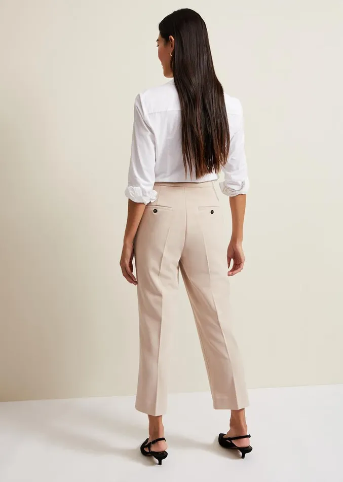 Everlee Crop Straight Leg Smart Trouser Stone Women Phase Eight Trousers