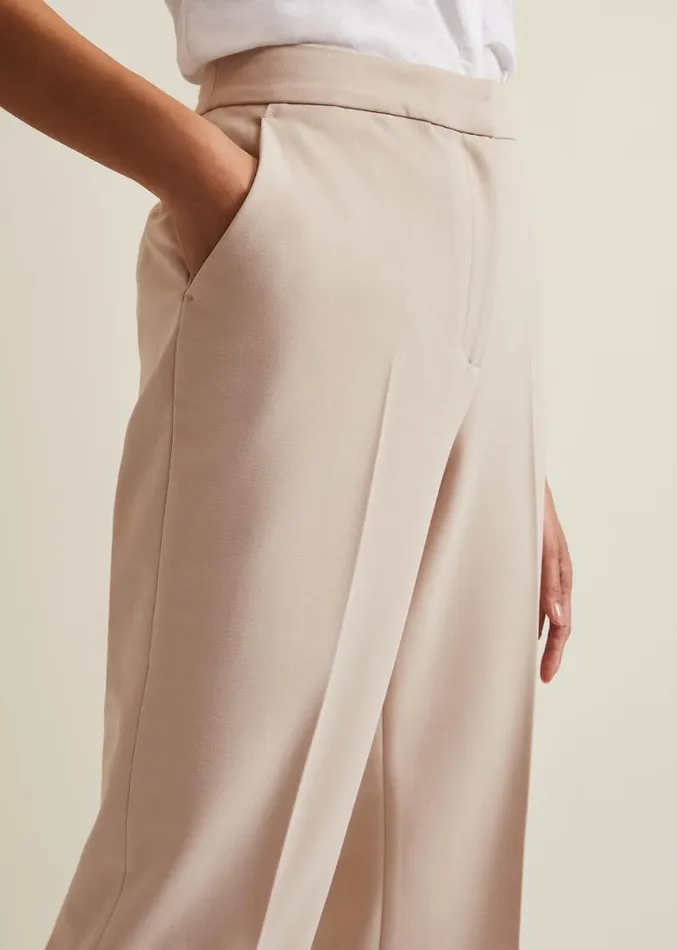 Everlee Crop Straight Leg Smart Trouser Stone Women Phase Eight Trousers