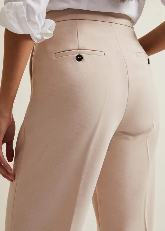 Everlee Crop Straight Leg Smart Trouser Stone Women Phase Eight Trousers