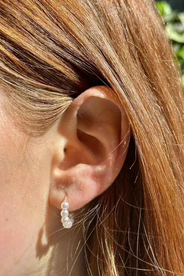 Faux Pearl Hoop Earrings Gold Women Brandy Melville Jewelry