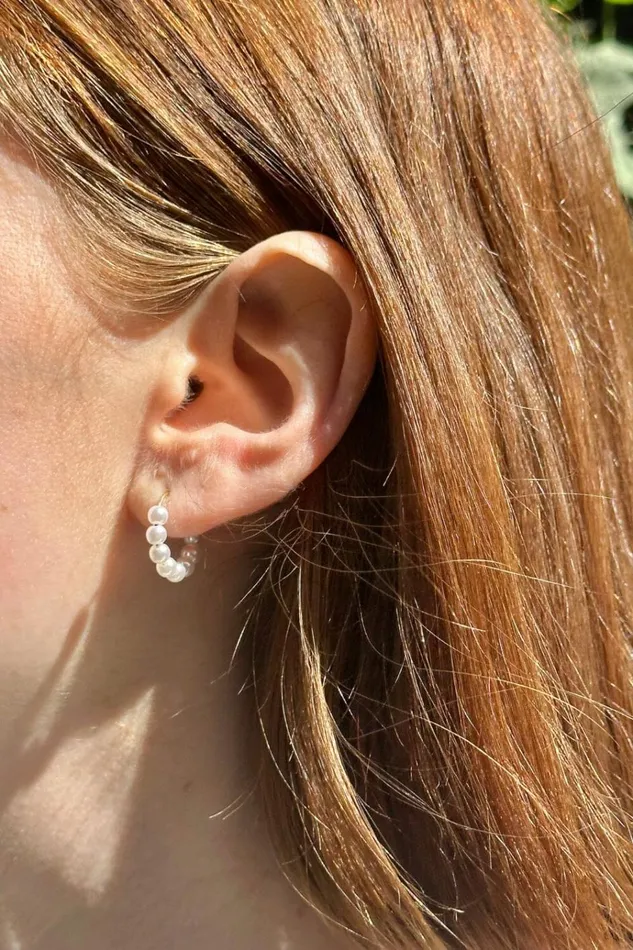 Faux Pearl Hoop Earrings Gold Women Brandy Melville Jewelry