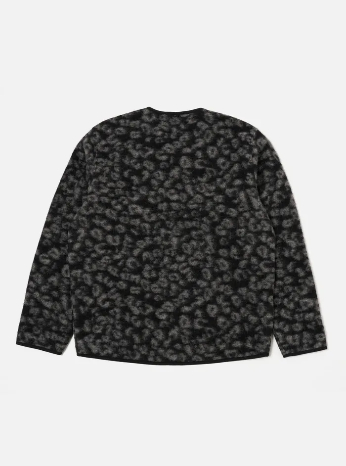 Fleece Men Universal Works Universal Works Zip Liner Jacket In BlackCharcoal Leopard Fleece