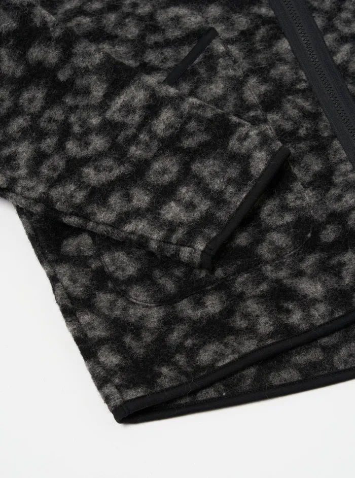 Fleece Men Universal Works Universal Works Zip Liner Jacket In BlackCharcoal Leopard Fleece