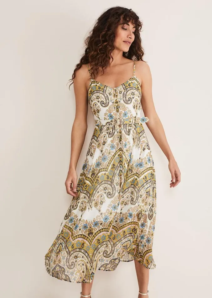 Francesca Print Cami Dress Goldmulti Women Phase Eight Dresses