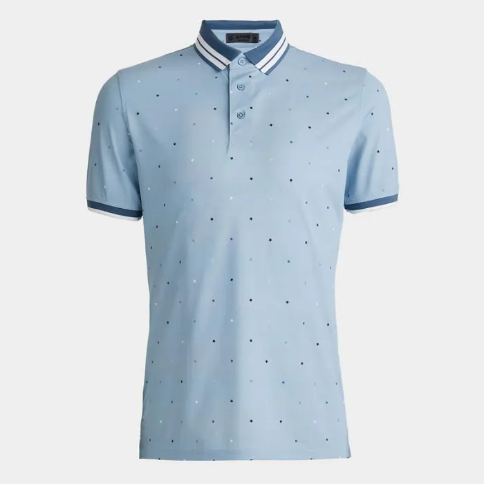 GFORE MINI STARS BANDED SLEEVE TECH PIQU POLO Fjord Men Polos and Shirts