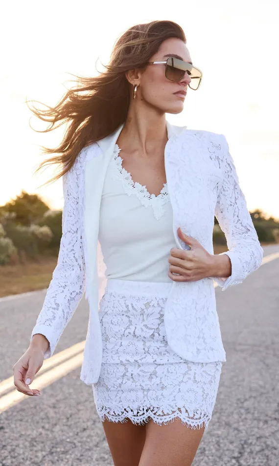 Generation Love Clothing Blazers and Jackets Zoya Lace Blazer White 8211 Women