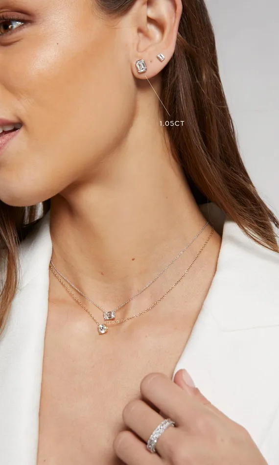Generation Love Clothing Fine Jewelry Mon Tresor Emerald Cut Bezel Single Stud 105 Carat White Gold 8211 Women