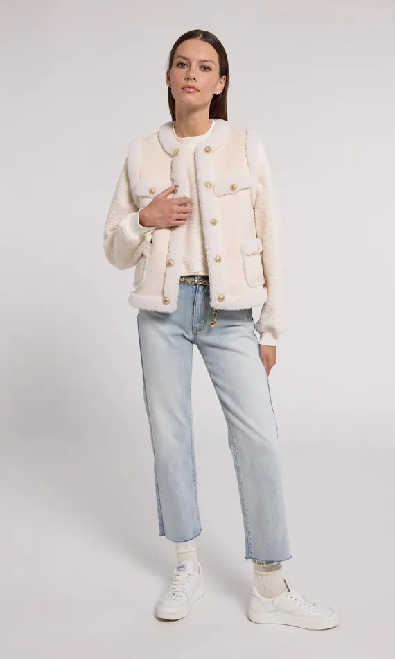 Generation Love Clothing Outerwear Chad Vegan Suede Shearling Vest Snowwhite 8211 Women