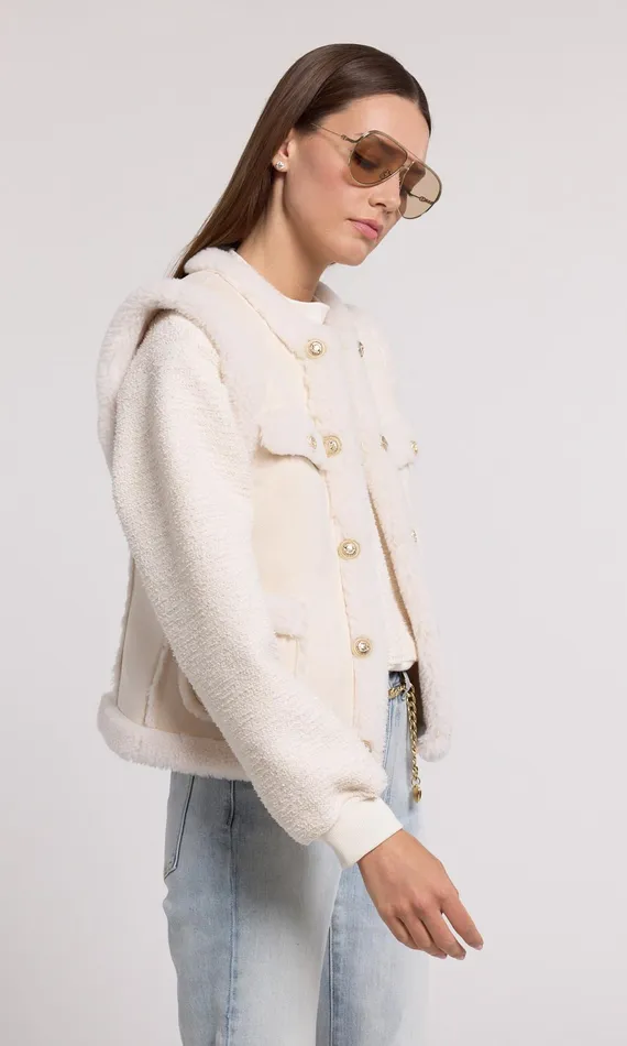 Generation Love Clothing Outerwear Chad Vegan Suede Shearling Vest Snowwhite 8211 Women