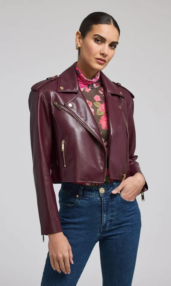 Generation Love Clothing Outerwear Cosita Vegan Leather Moto Jacket Malbec 8211 Women