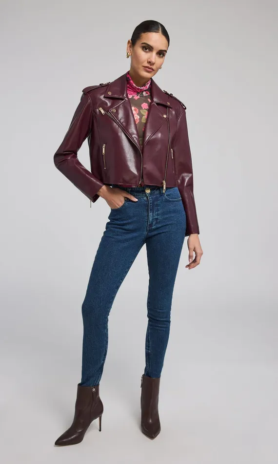 Generation Love Clothing Outerwear Cosita Vegan Leather Moto Jacket Malbec 8211 Women
